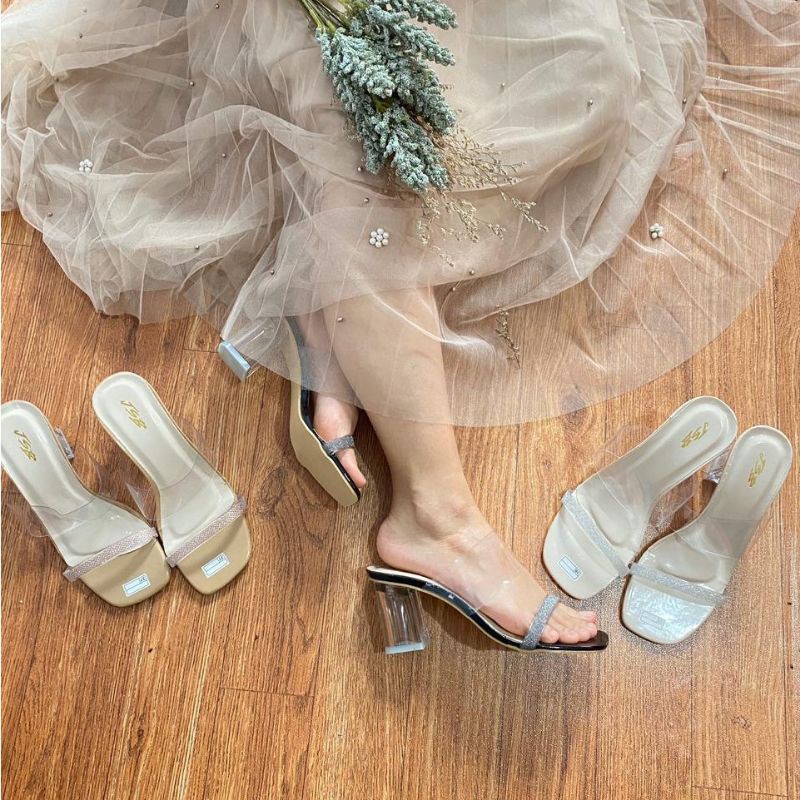 sepatu hak pesta/sendal hak wanita sepatu hak tali/sepatu hak tahu kaca/ sepatu hak karet/heels kaca