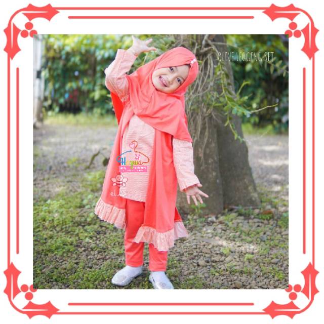 Olive legging set 1-6 tahun | fashion muslim anak terbaru | Baju muslim surabaya