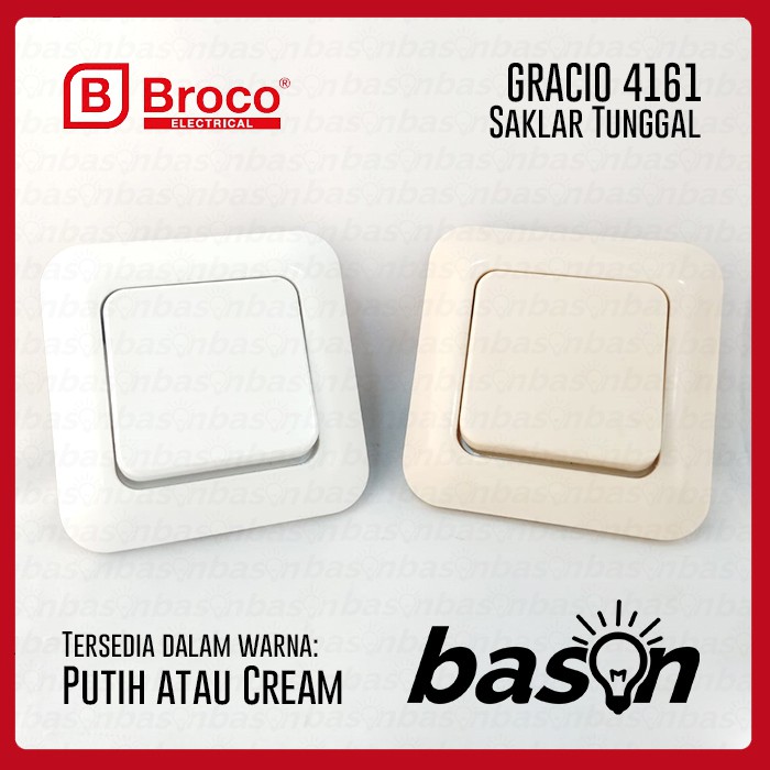 BROCO Gracio 4161 White | Saklar 1 Gang 1 Way