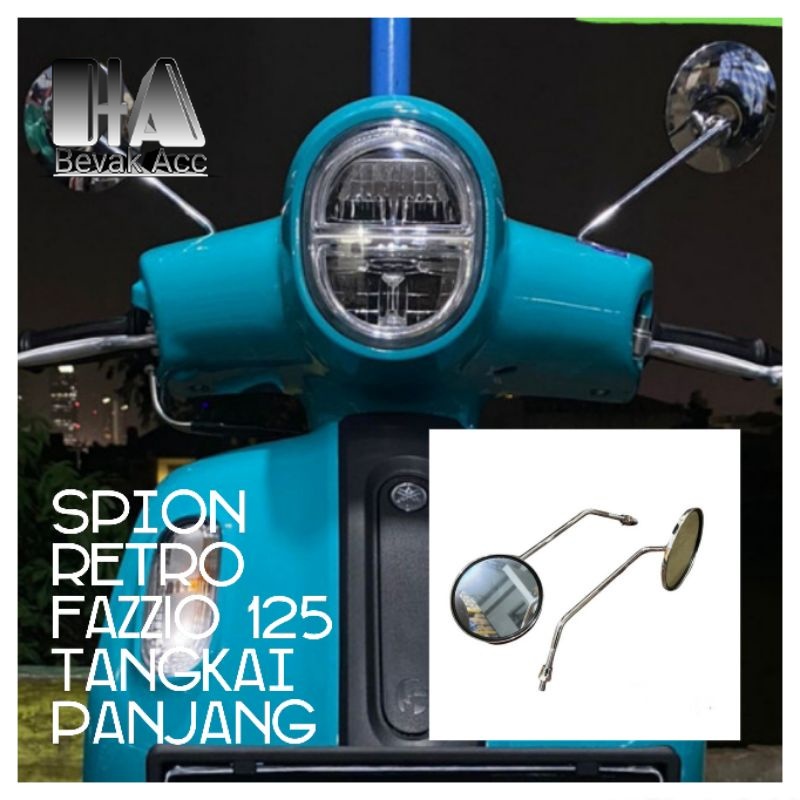 spion retro bulat tangkai panjang yamaha FAZZIO 125 cnc