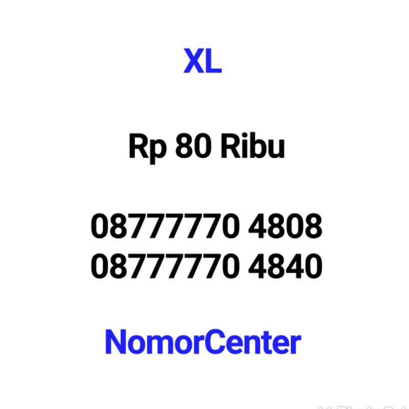Nomor Cantik XL 7770 4808 Tengah Triple 777 Murah