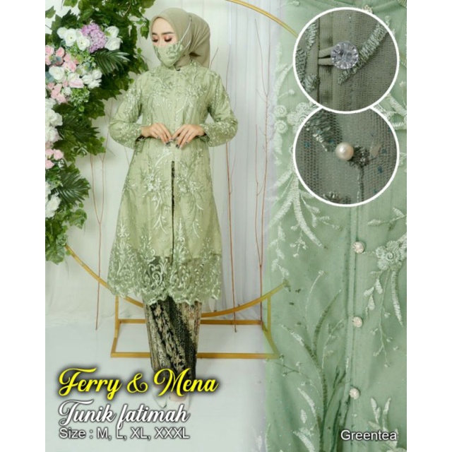 Kebaya Busui Jumbo Fatimah Hijau Sage Green LD 130cm