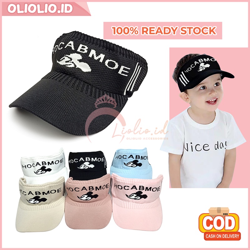 TOPI ANAK RAJUT VISOR PANTAI MOTIF MICKEY MOUSE ANTI UV TOPI SENAM ANAK LAKI PEREMPUAN IMPORT BTG
