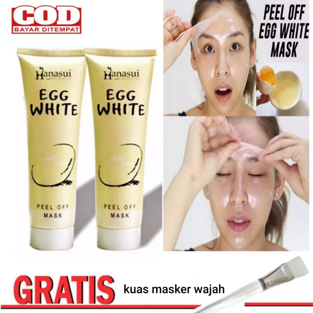 HANASUI EGG WHITE PEEL OFF MASK / MASKER PUTIH TELUR / MASKER TELUR [ Free Kuas ]