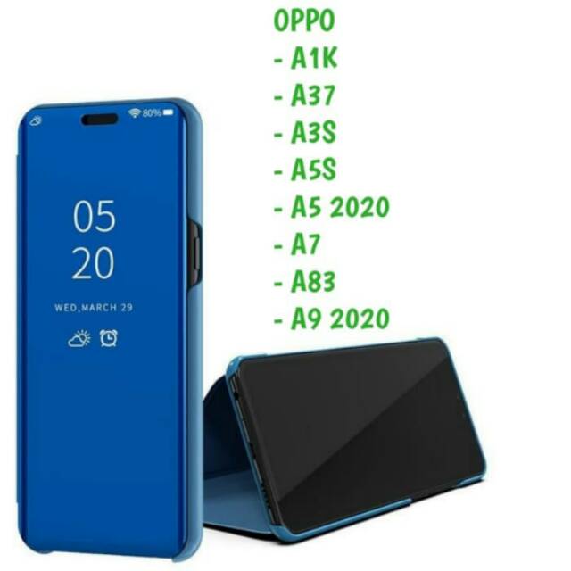 OPPO A1K A37 A3S A5S A5 A7 A83 A9 2020 CASE FLIP COVER MIROR KACA/CASING CLEAR VIEW STANDING Kview Magic mirror sarung Flipcover smartcase