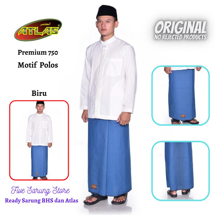 Sarung Sholat Dewasa / Kain Sarung ATLAS Premium 750 Original Warna Polos