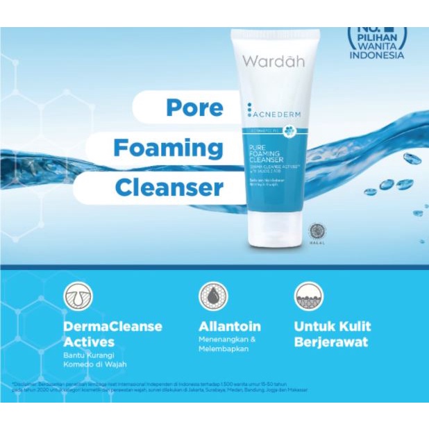 ☘️Yuri Kosmetik☘️ Wardah Acnederm Series/Pure Foaming Cleanser/Pore Refining Toner/Day Moisturizer/Night Treatment Moisturizer/face Powder/Acne Spot Treatment Gel/Pore Blackhead Balm