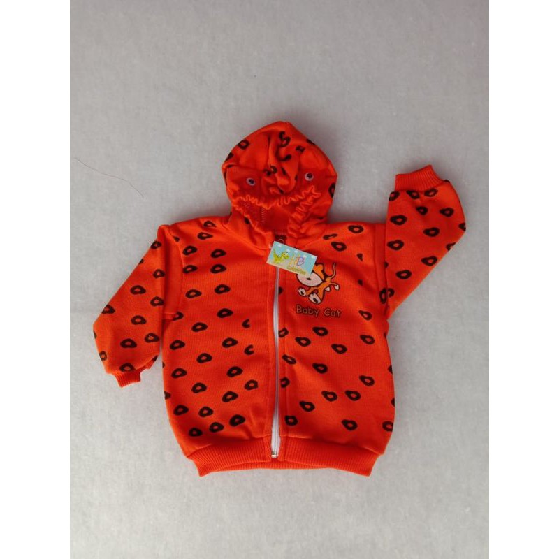 Jaket Bayi Motif Baby Cat-Oranye