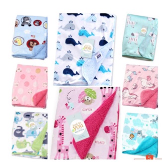 baby blanket selimut bayi bahan double fleece lembut adem motif lucu baby girl baby boy selimut instan