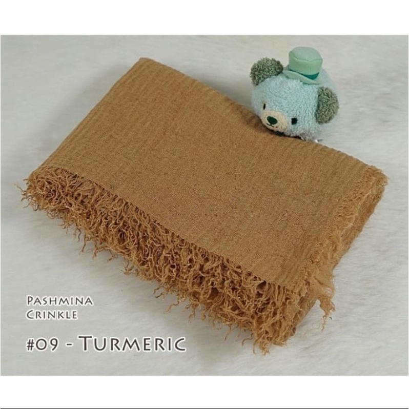 pashmina kusut polos / hijab pashmina crinkle premium-Tumeric