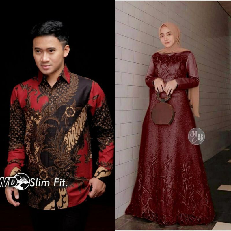 Harga Sepasang Baju Gamis Brokat Couple Sarimbit Batik Gamis Kondangan