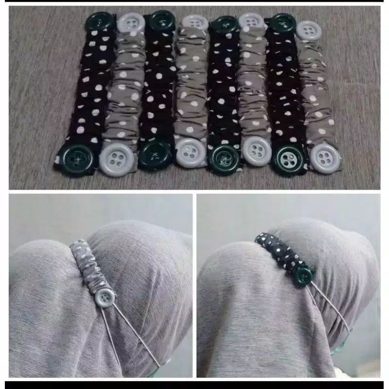 konektor masker hijab / kait masker jilbab earloop headloop polkadot polos elastis