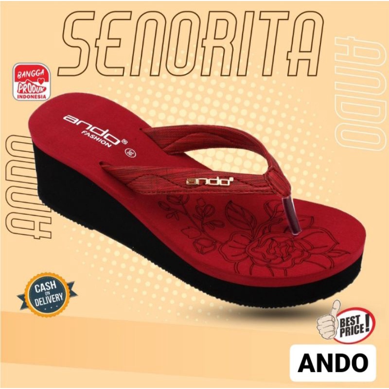 sandal ando senorita Sandal wedges wanita jepit karet spon original sendal japit cewek ando