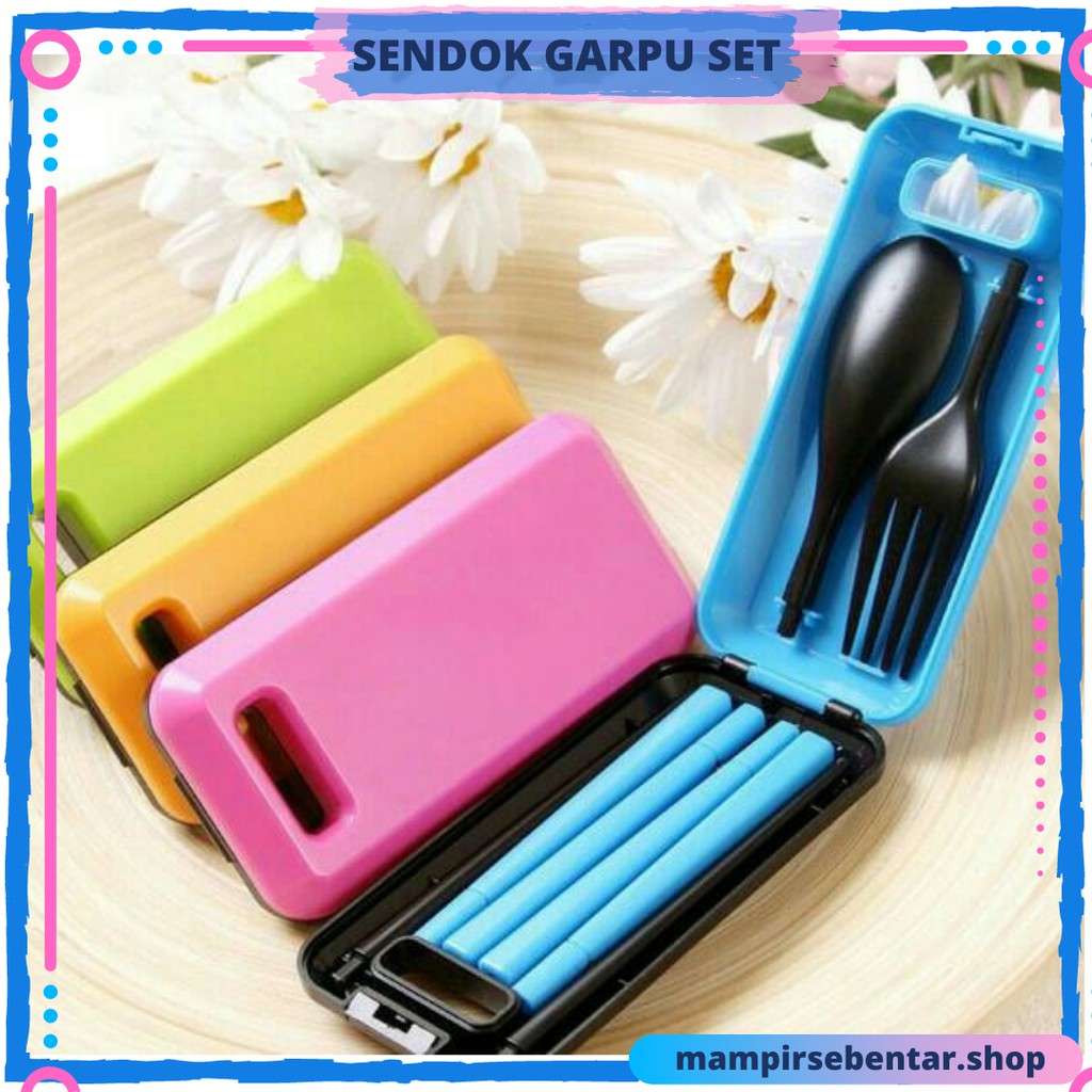 Sendok Garpu Sumpit Set Souvenir Set Travel Sendok Makan Sendok Plastik Sendok Portable Minimalis