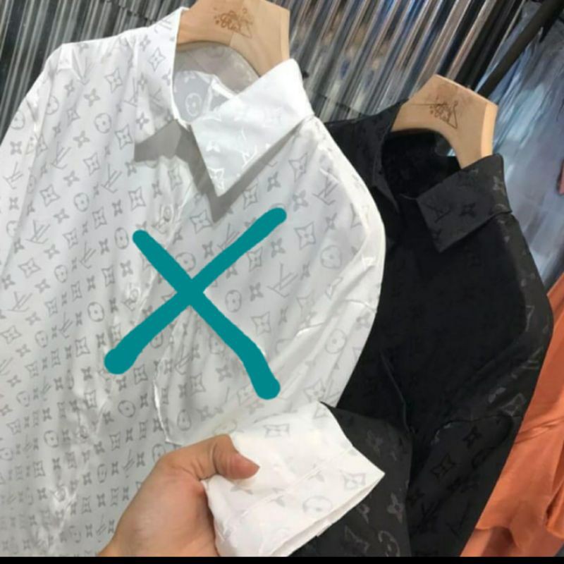 Kemeja wanita tangan panjang import premium LV hitam