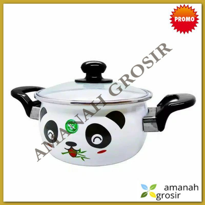 Panci Hello Panda Maspion Enamel Porcelain Casserole Dutch Oven Putih Unik Karakter