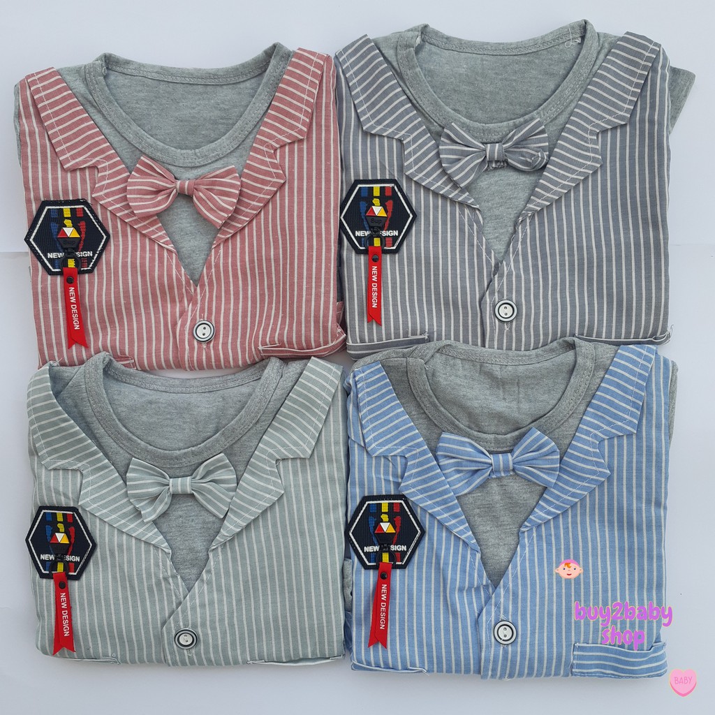 Setelan rompi anak cowo model jas garis kecil dasi kupu-kupu