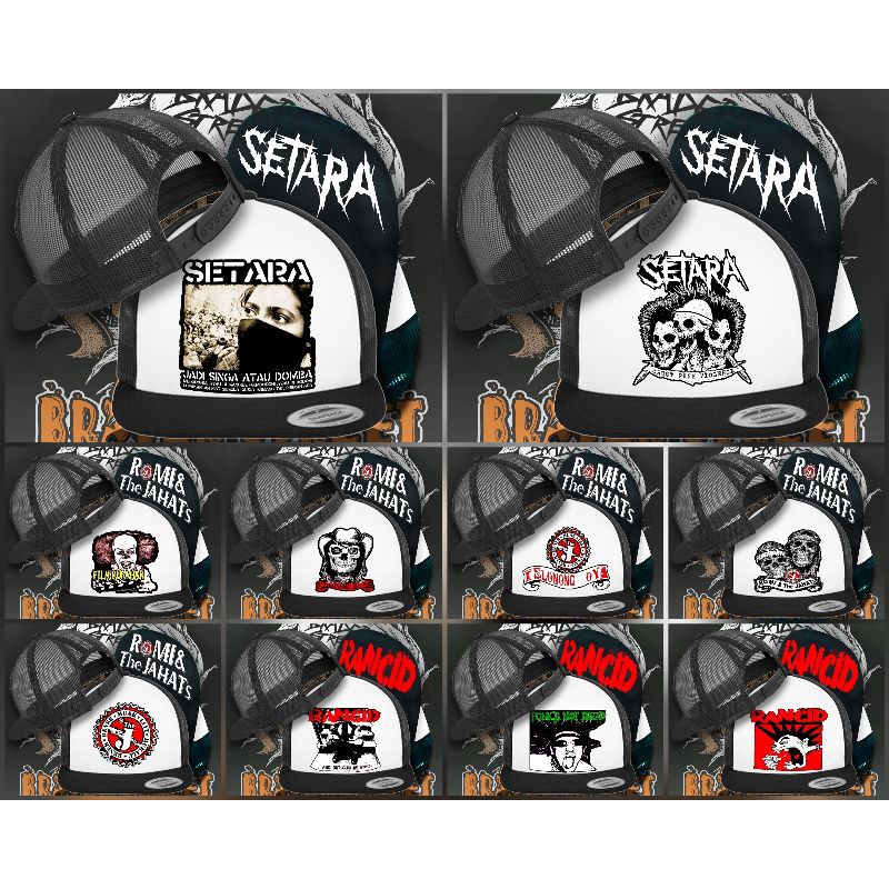 SNAPBACK BAND PUNK,TOPI TUCKER,TOPI BAND PUNK STARA,TOPI CEPER