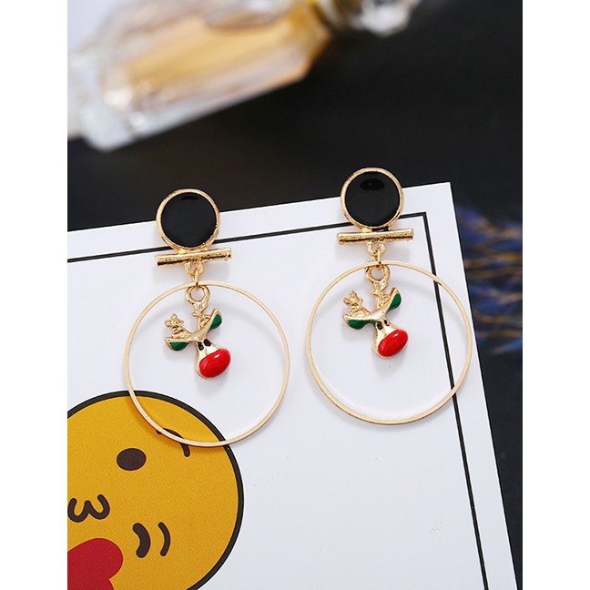 LRC Anting Tusuk Fashion Color Snowman Elk Earrings D22064