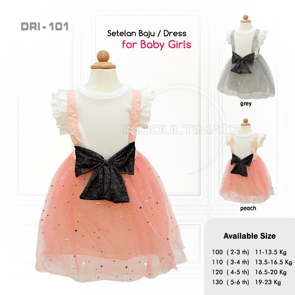 DRI-101 Setelan Baju Rok Tile Import Premium Anak Bayi Balita Dress Bayi Perempuan Overall Gaun Dress Tutu Import Sparkle Kaos Bayi Cewek Pakaian Anak Bayi Balita