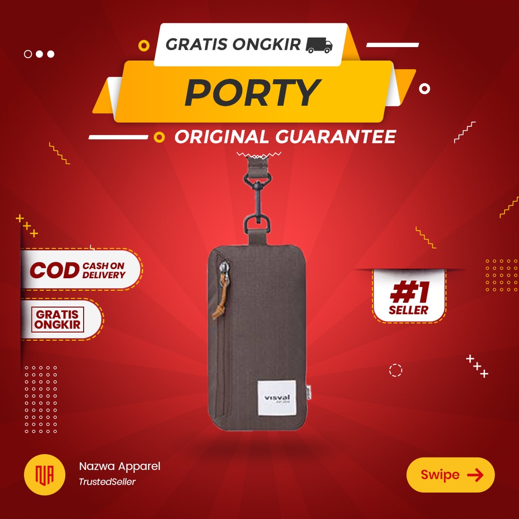 TAS SELEMPANG SLING BAG LANYARD VISVAL PORTY BROWN