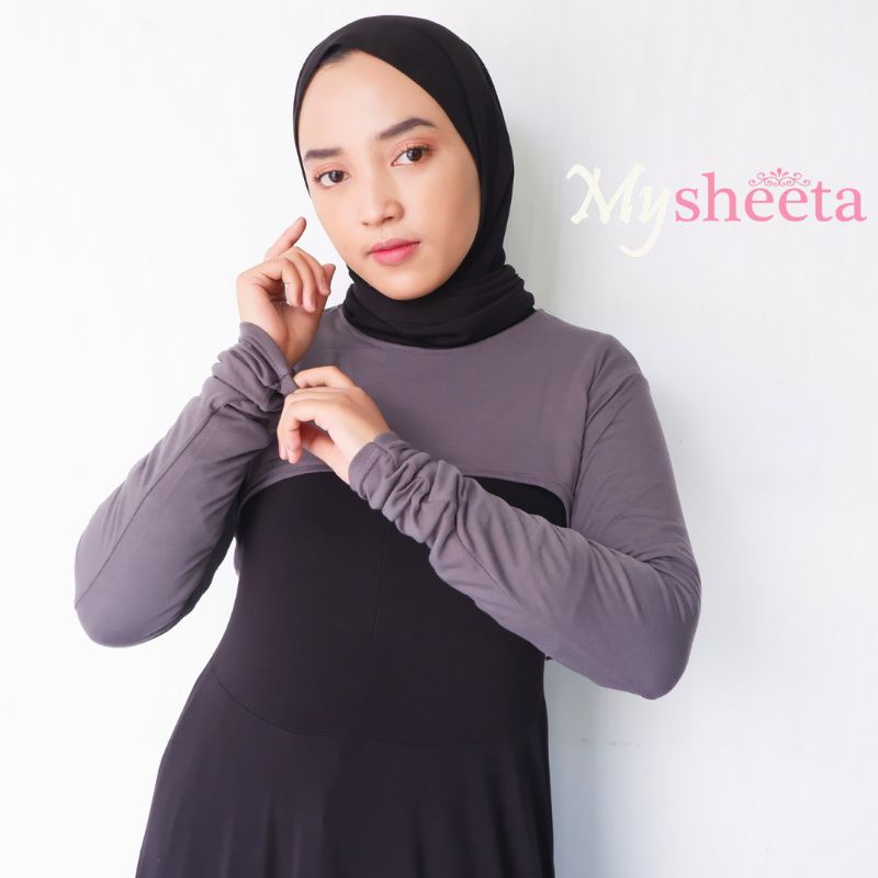 manset crop premium• manset sambung lengan bolero • manset kaos •-Abu gelap