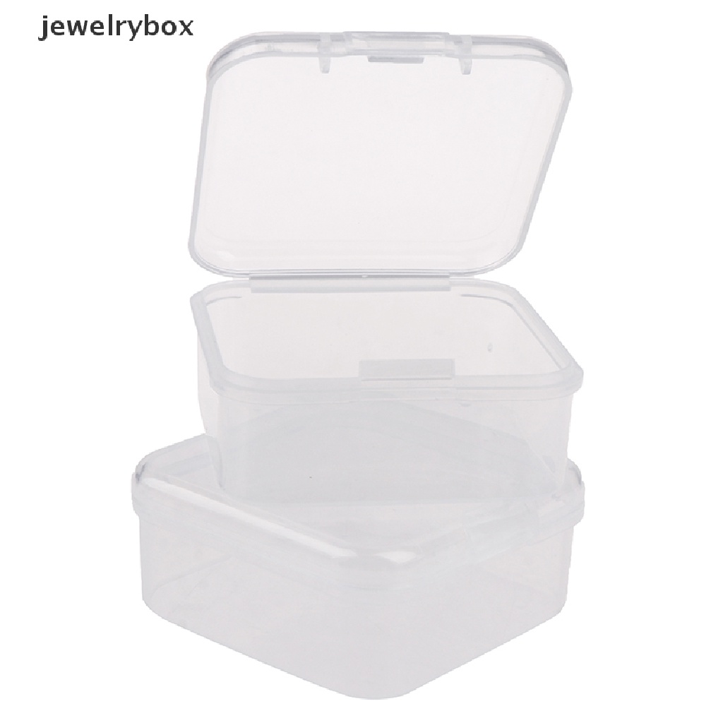 6 Pcs Kotak Penyimpanan Perhiasan Mini Bentuk Persegi Bahan Plastik Bening