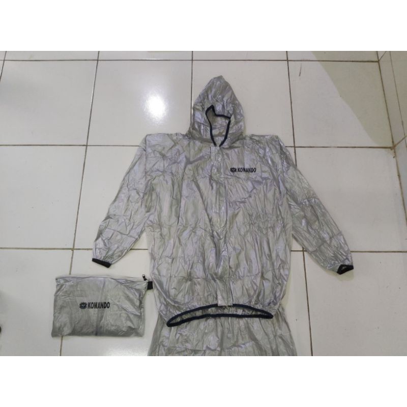 Baju Sauna Suit Komando Abu |Jaket Sauna Olahraga-Rainsol Running-Jas Hujan Security-Jas Hujan Axio Rosida