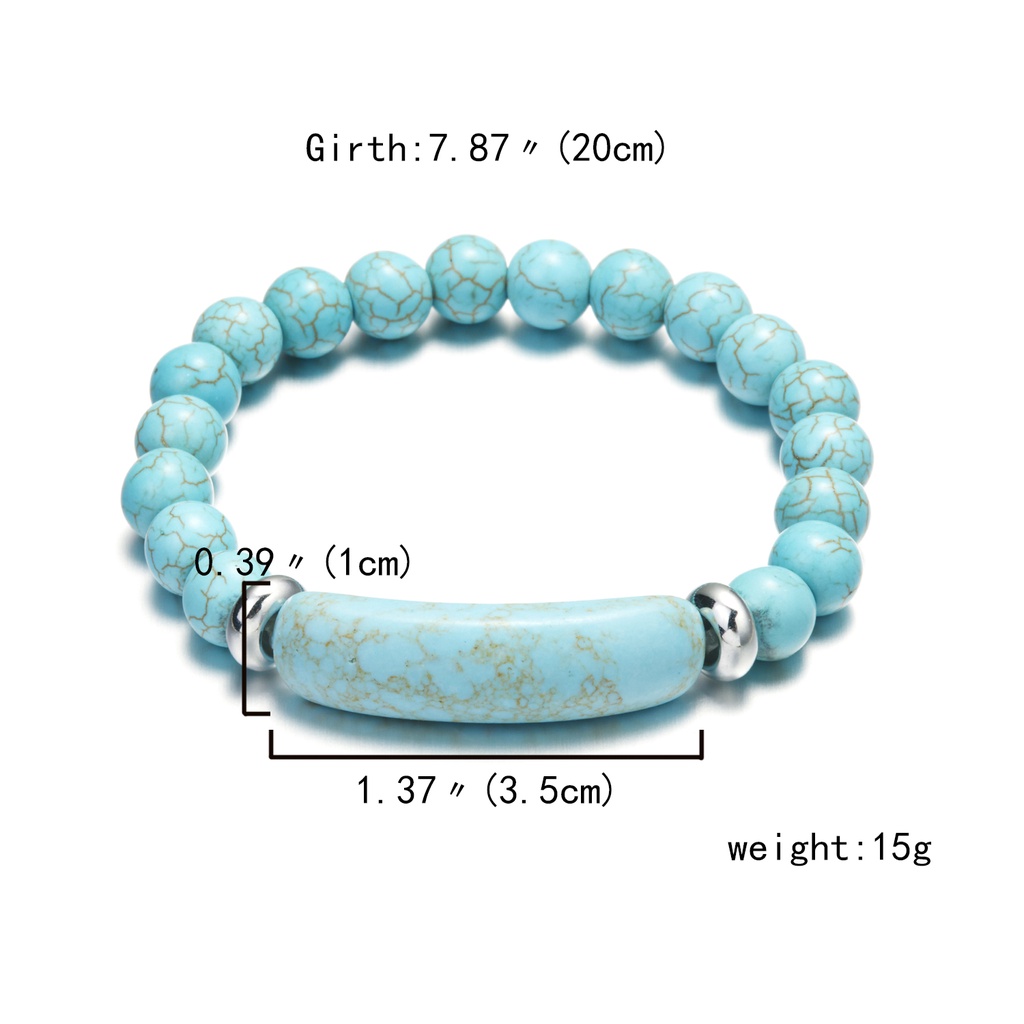 Gelang Manik-Manik Batu Alam Turquoise Stretch Untuk Wanita