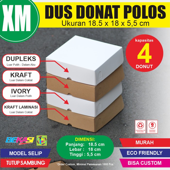

DDXM Kotak Packaging Hijab Distro Dus Donat Box Kemasan Donat Isi 4 | 18,5x18x5,5cm