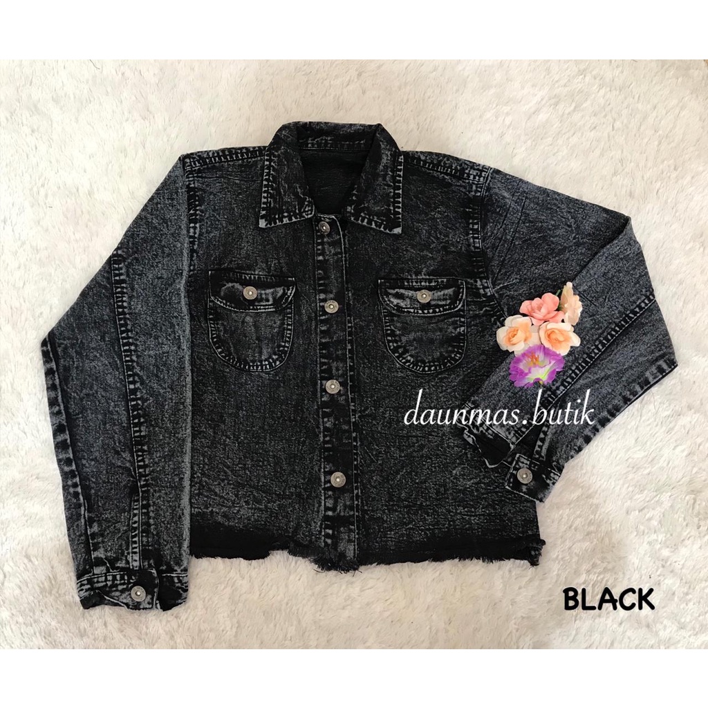 1KG MUAT 3PCS | JAKET CROP JEANS MILEA / JEANS CROP RAWIS SNOW / JAKET CROPTY HITS SELEBGRAM-JAKET MILEA BLACK