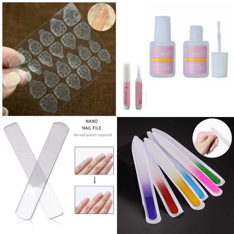 24pcs/1lembar Lem gel jelly dan lem cair kikir Kuku palsu gel double tape