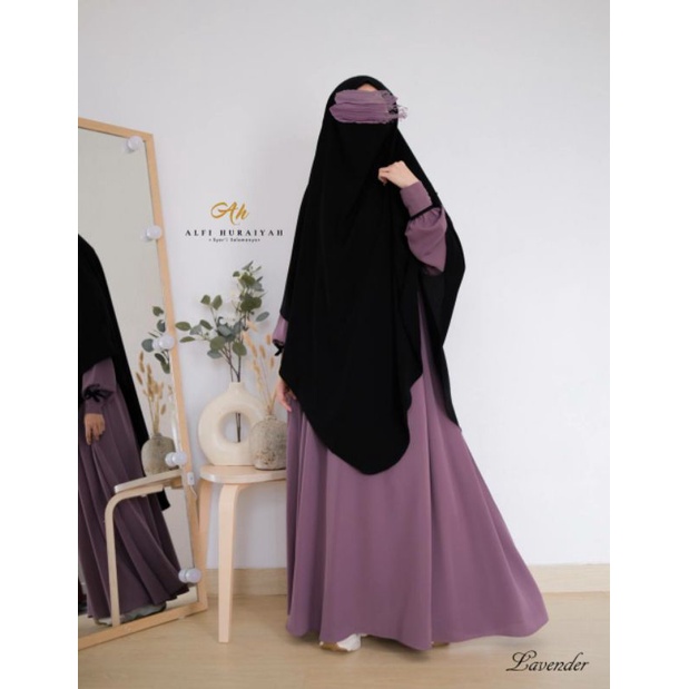French Khimar Jetblack Sakura by Alfi Huraiyah