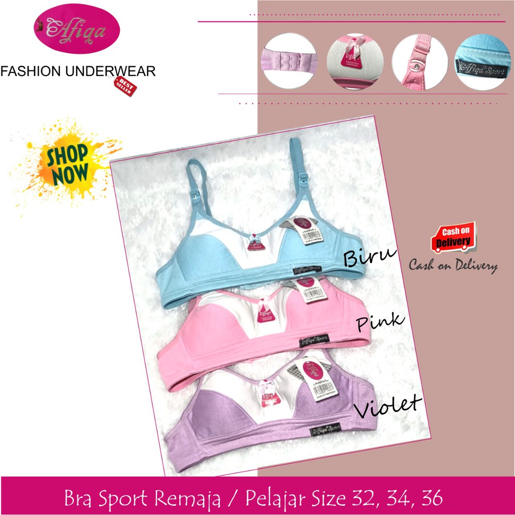 [ISI 3 PCS] BRA SPORT / BH Ukuran Remaja Pelajar 32 34 36 Warna Random by Afiqa Fashion Underwear