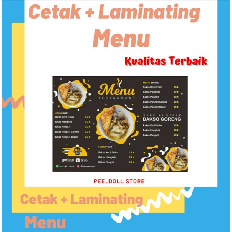 

21x29cm Cetak Daftar Menu | Daftar Menu Resto atau Cafe