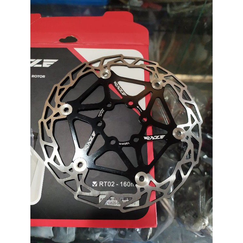 Cakram Rotor RAZE 160mm Gold, Hitam