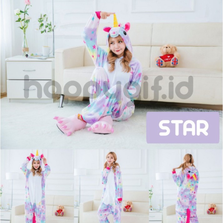 BAJU KOSTUM KIGURUMI PIYAMA UNICORN DEWASA ONESIE