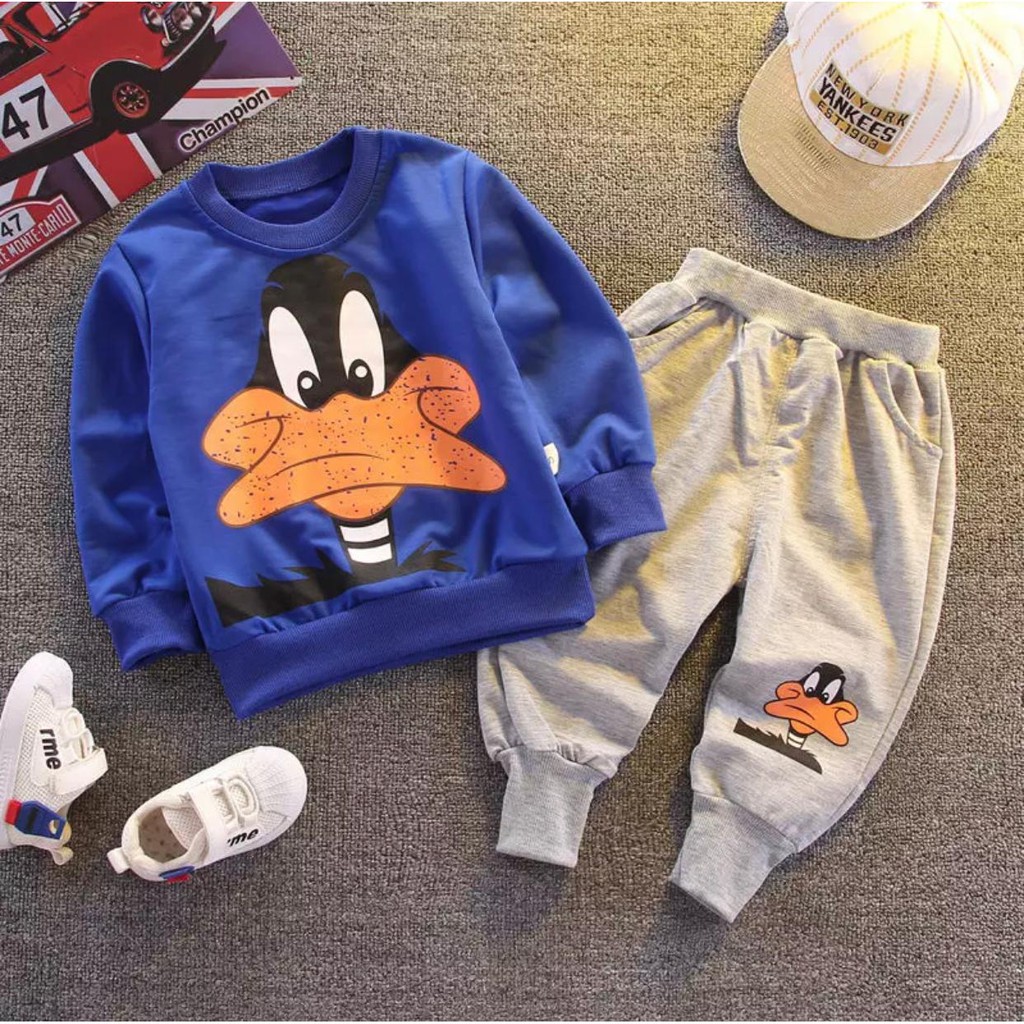 SETELAN SWEATER ANAK LAKI LAKI PEREMPUAN 1-5 TAHUN MOTIF DUCK SWEATER ANAK SETELAN SWEATER JOGGER