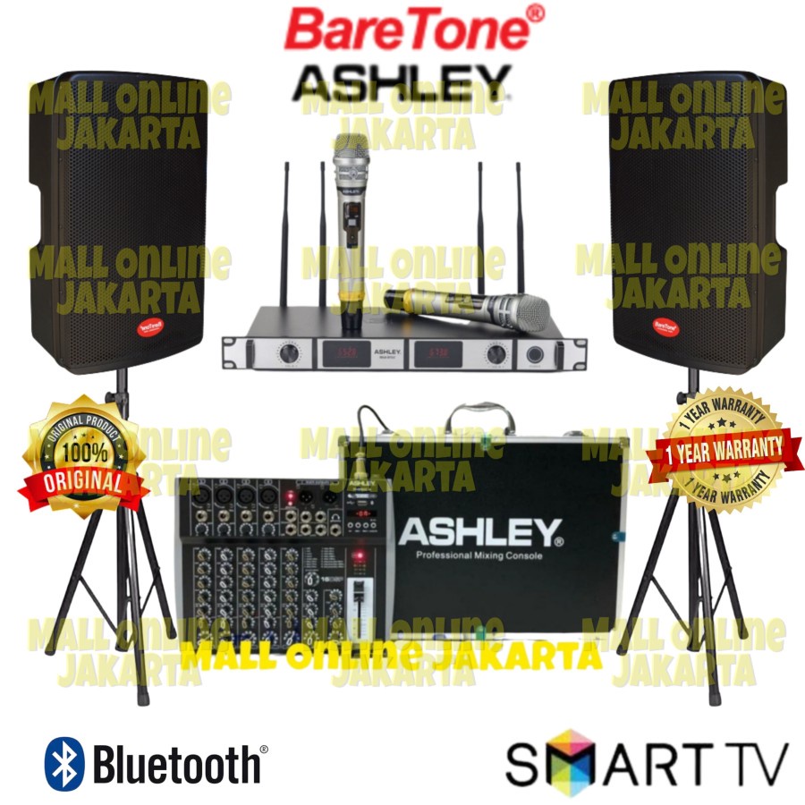 Speaker aktif baretone 15 inch Paket ashley 6 channel max 15h 800 watt