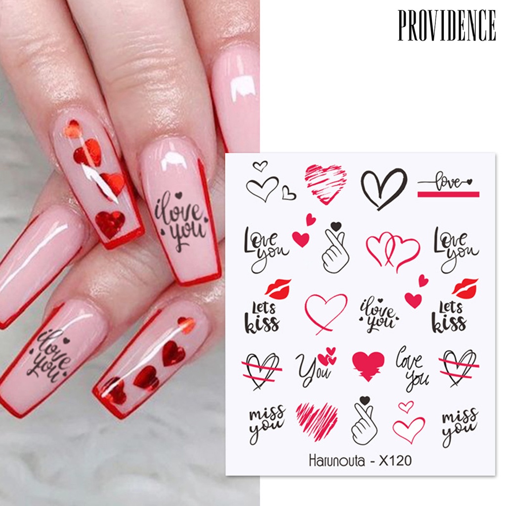 Providence Stiker Decal Kuku 3d Motif Daun / Bunga / Hati Untuk Nail Art / Manicure / Anak Perempuan