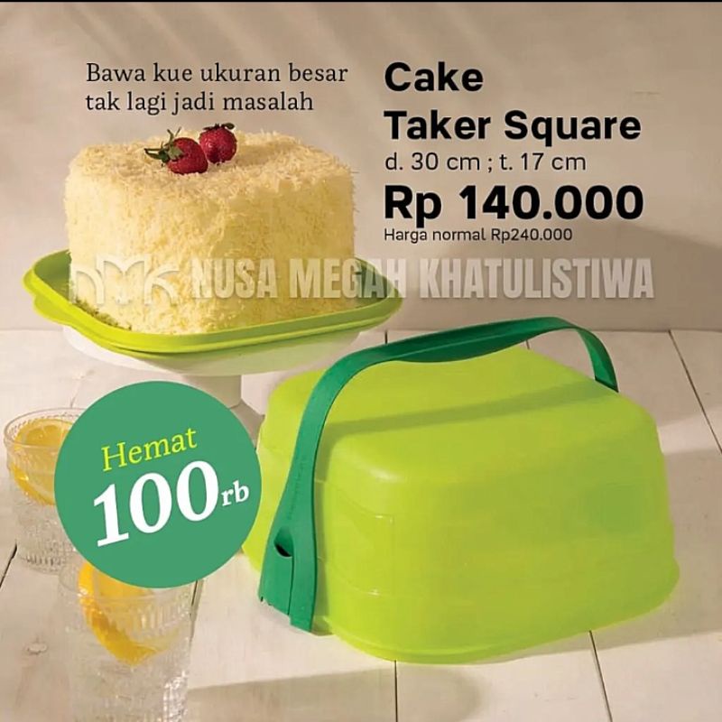Cake taker Square/cake taker Square Tupperware/cake taker hijau/cake taker tupperware