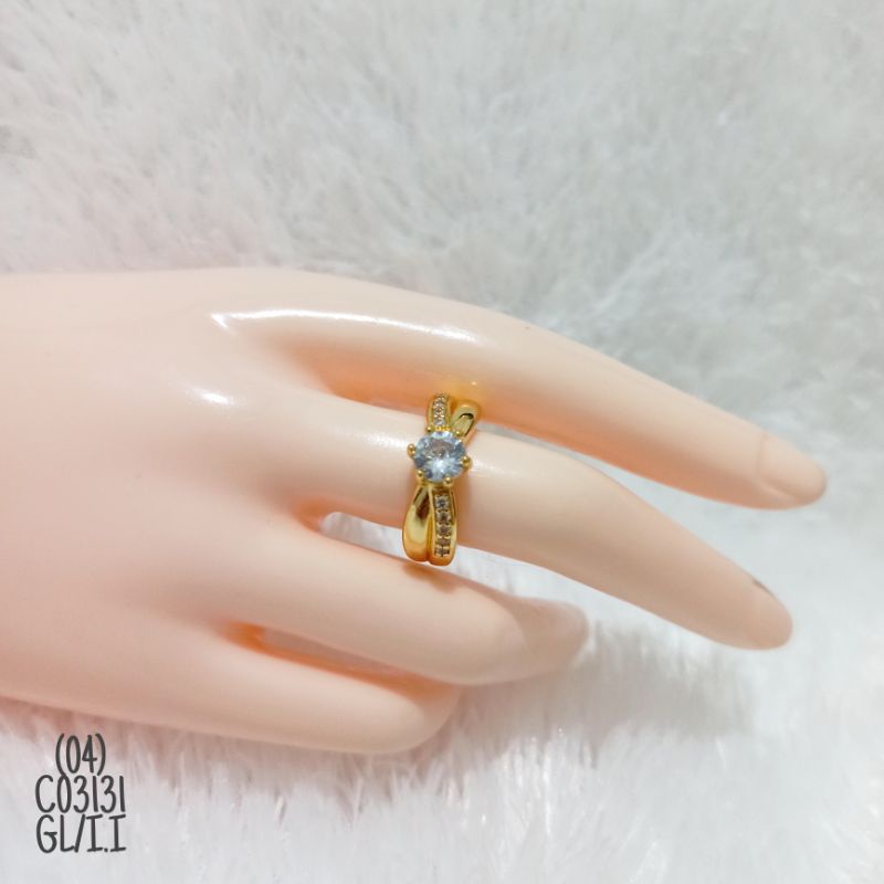 Cincin fashion rhodium zircon Gold C03131