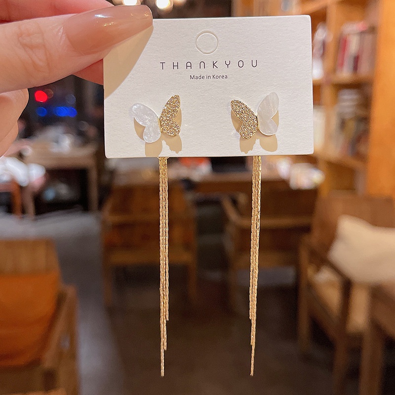Anting Gantung Model Rumbai Bahan Silver 925 Untuk Wanita