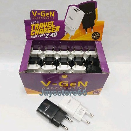 Adaptor Travel Charger V-Gen USB DUAL PORT VTC2-07 2.4A VTC2-15 2.4A (1pcs)