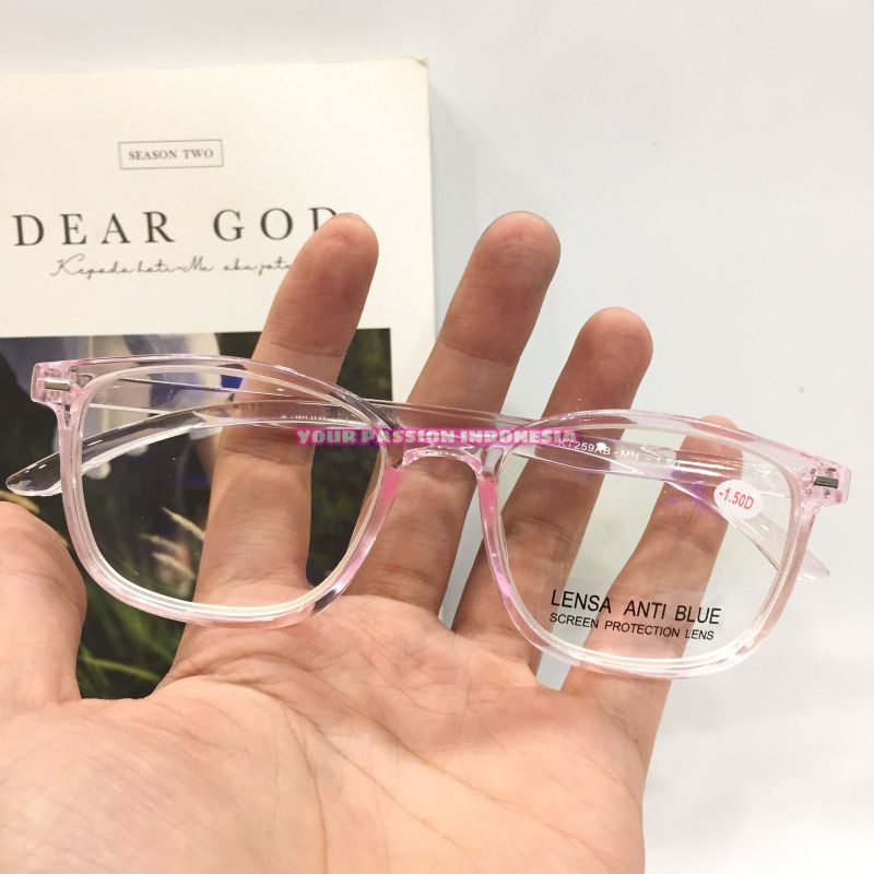 KT259 Kacamata Minus Antiradiasi  -0.50 sd -4.00 Lensa Khusus Hp/Komputer Warna Pink