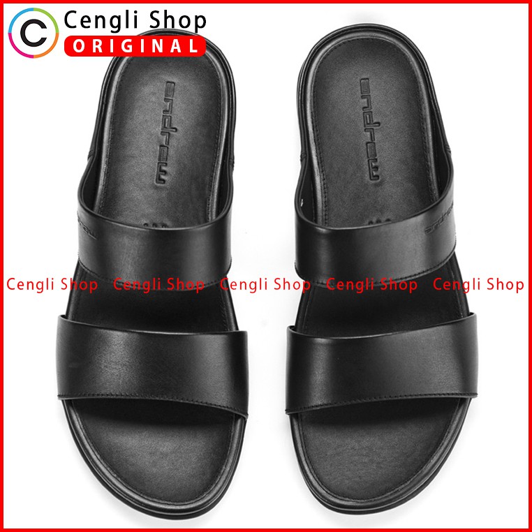 SANDAL ANDREW PRIA TERBARU ORIGINAL CASUAL KULIT BRANDED HITAM ANM10
