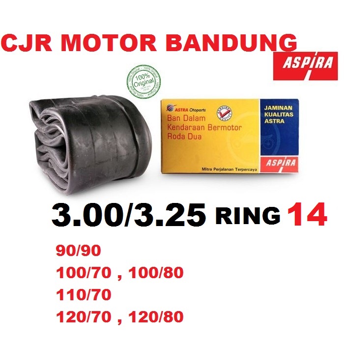 Ban dalam motor Aspira 300 / 325 ring 14 untuk ban belakang 90/90 100/80 110 120 3.00 3.25