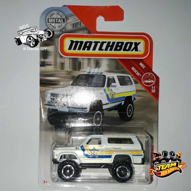 Matchbox MBX Rescue Chevy Blazer 4x4 Police Sheriff White Hobi Mainan Mobil Kolektor