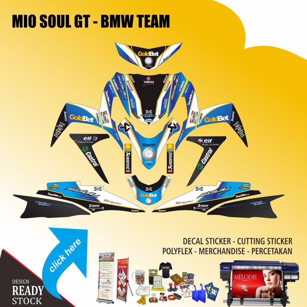 DECAL STICKER MOTOR YAMAHA SOUL GT BMW SUPER BIKE