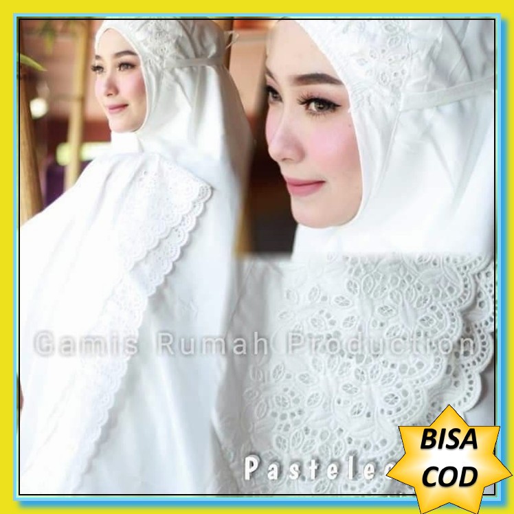 Kualitas Tinggi. Mukena Mukenah Dewasa Remaja Kekinian Terbaru  RC250  Khadijah Pasteleena Putih